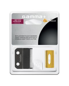 Fixed Black Diamond Carbon DLC Taper Blade with Moving Gold Titanium Deep Tooth Cutter Clipper Blade Set