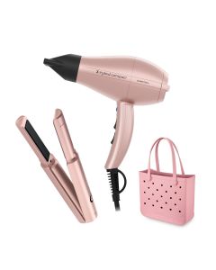X-Hybrid Compact Hair Dryer & Cordless Flat Iron Bundle with Durable Tote Bag
