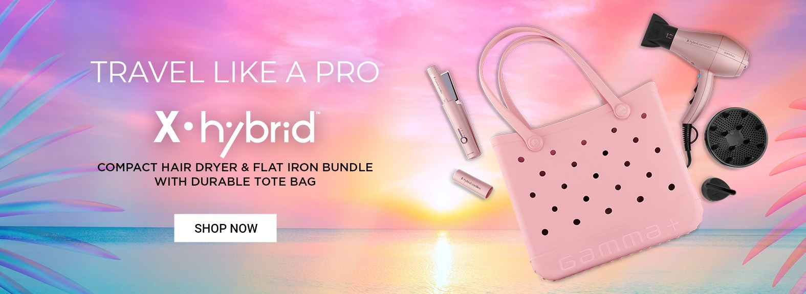X-Hybrid Compact Hair Dryer & Cordless Flat Iron Bundle with Durable Tote Bag